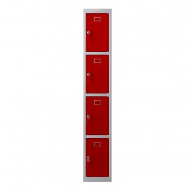 4 Door Personal Locker PL1430GRK with Key Lock - Red